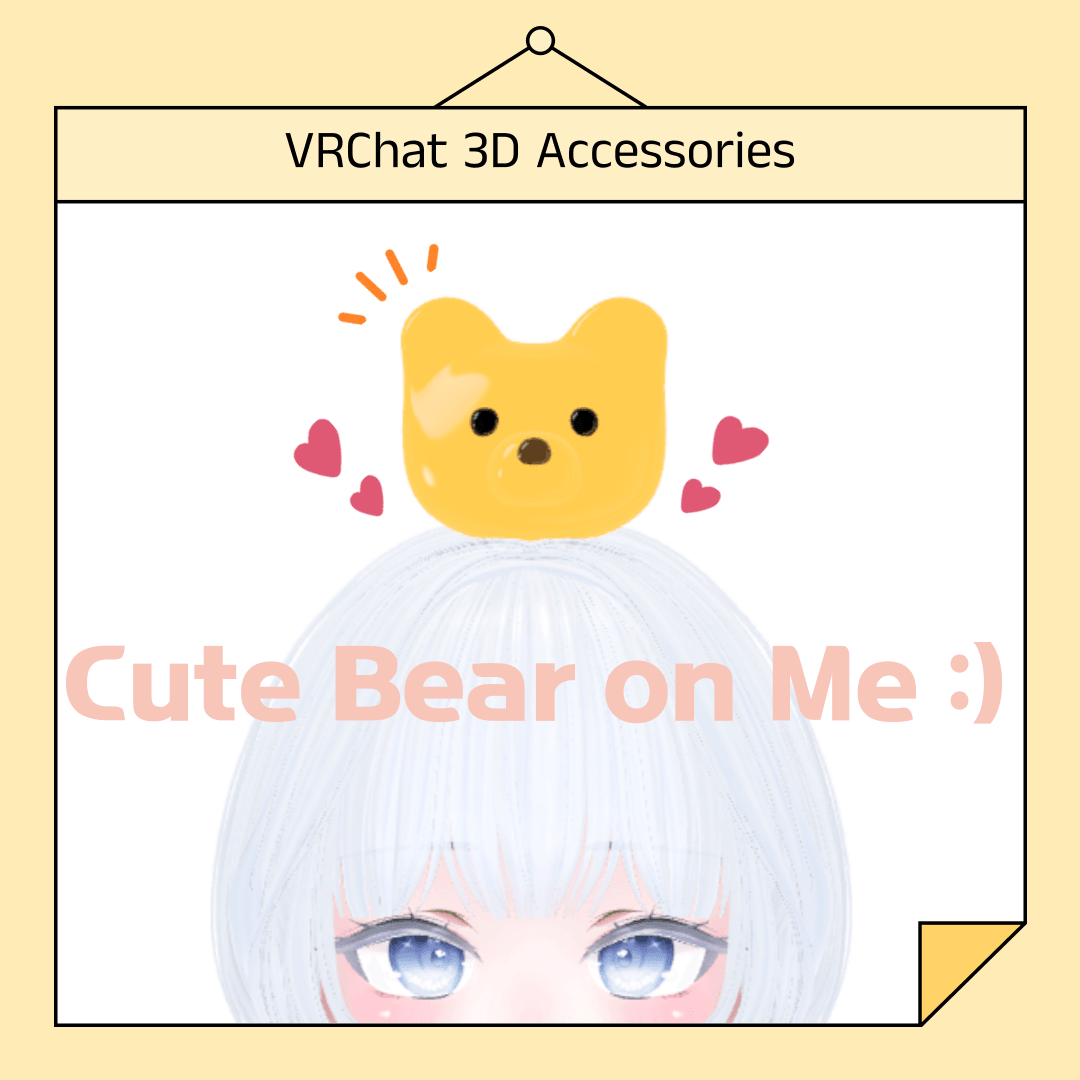 【VRChat 3D Accessories】 가보자곰 악세사리 머리핀